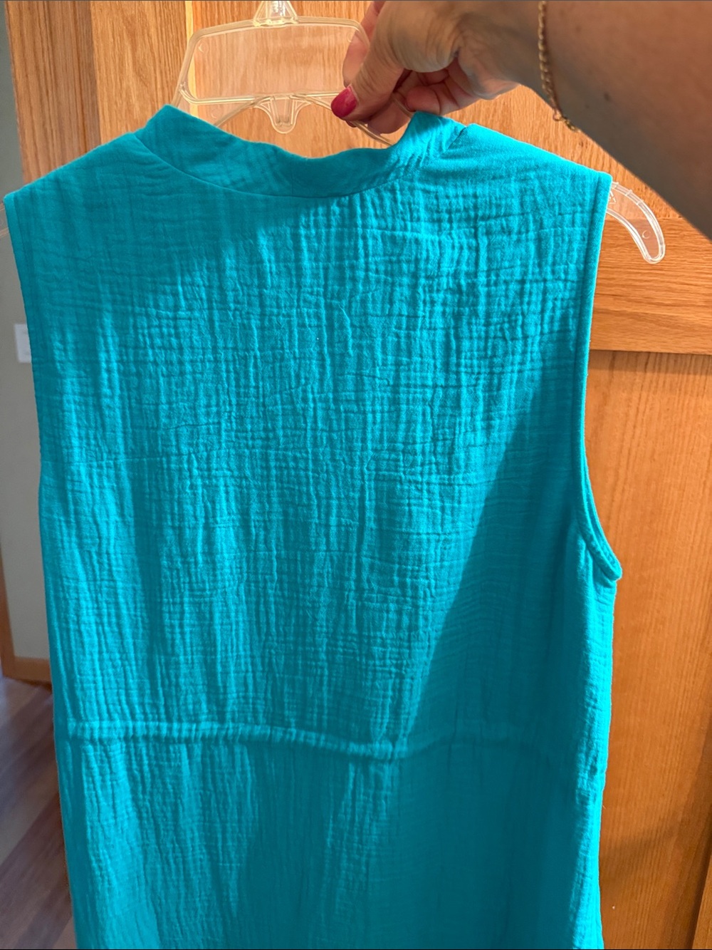 Chico's Sleeveless Teal Maxi Dress with Drawstring - Picture 6 of 6
